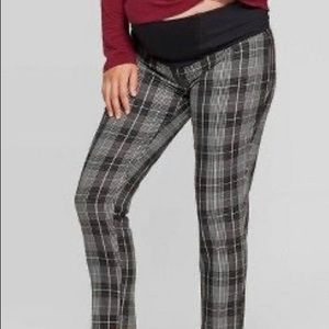 Maternity Plaid Crossover Panel Ankle Pants